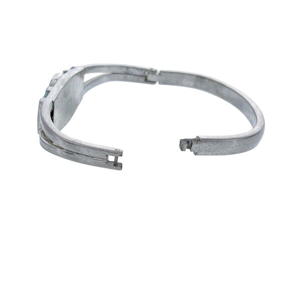 Vintage Sterling Silver 925 Aztec Calendar Magnesite Inlay Bracelet 6.5" - Picture 3 of 7